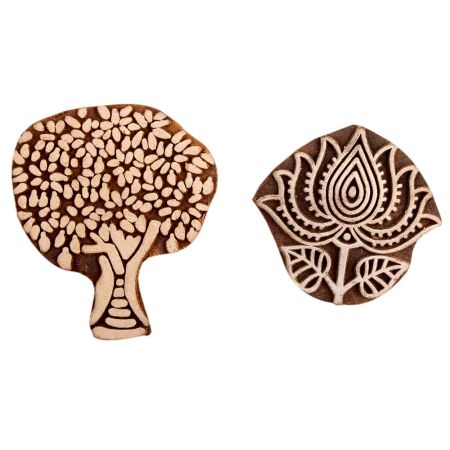 Set of 2 Piece New Mix Wooden Printing Block